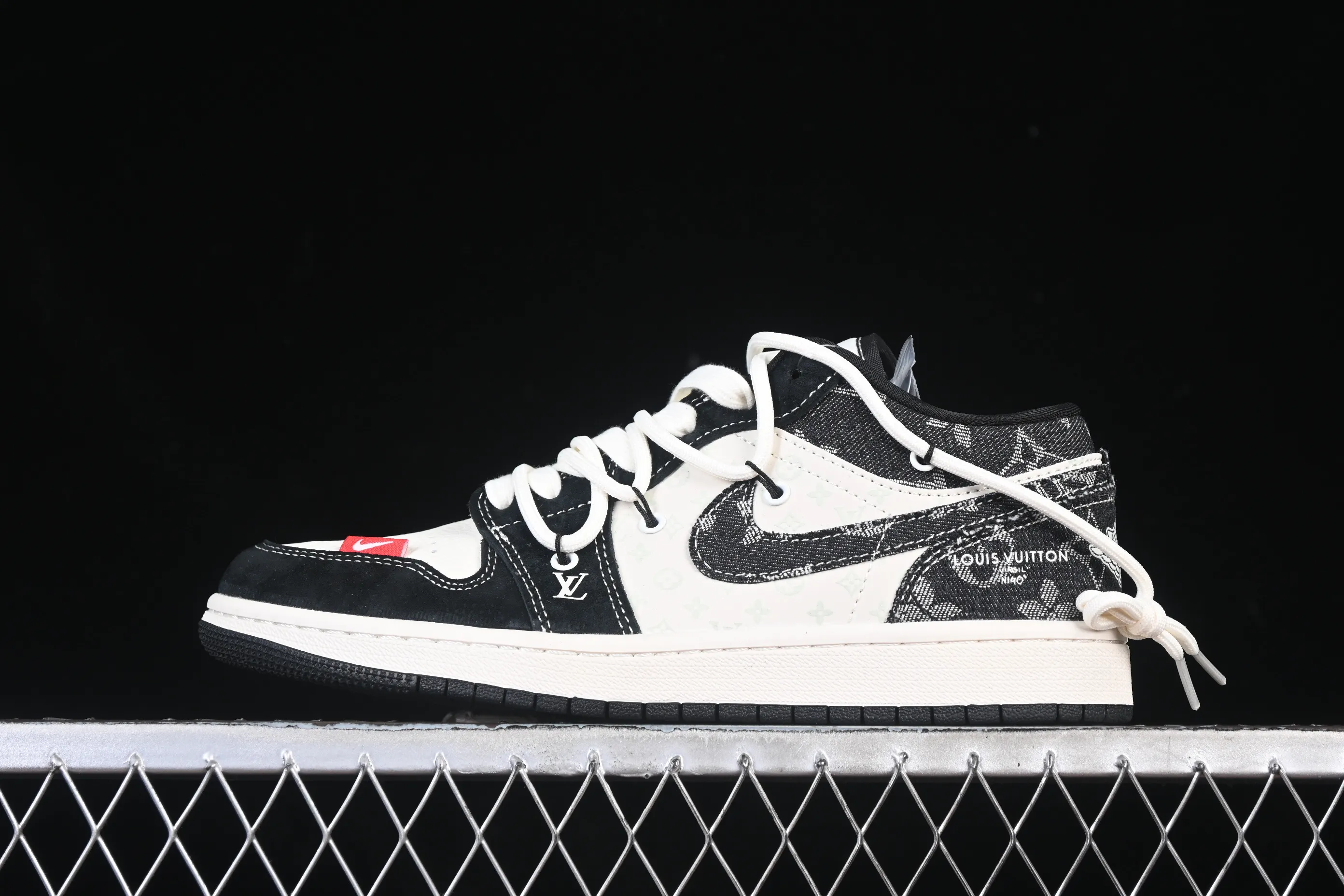 All categories Air Jordan Jordan series basketball shoes Air Jordan 1 Low High-end customized low-top sneakers Air Jordan 1 Low AJ1 Joe 1 LV joint black toe drawstring High-end customized low-top retro basketball shoes YX5066-383